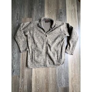 P.G. Field Fleece Jacket Women Size M Grey Excellent Full Zip Mock Neck Raglan